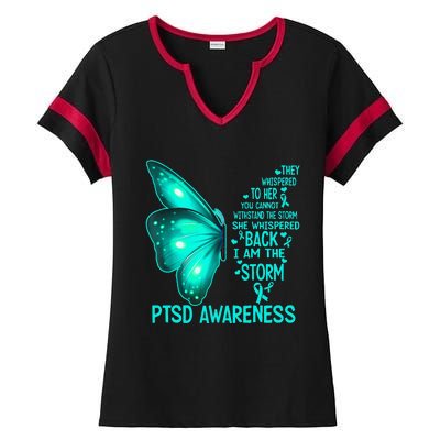 I Am The Storm PTSD Awareness Butterfly Ladies Halftime Notch Neck Tee