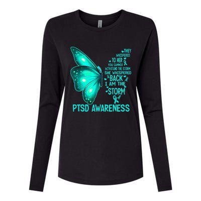 I Am The Storm PTSD Awareness Butterfly Womens Cotton Relaxed Long Sleeve T-Shirt