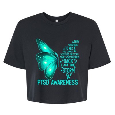 I Am The Storm PTSD Awareness Butterfly Bella+Canvas Jersey Crop Tee