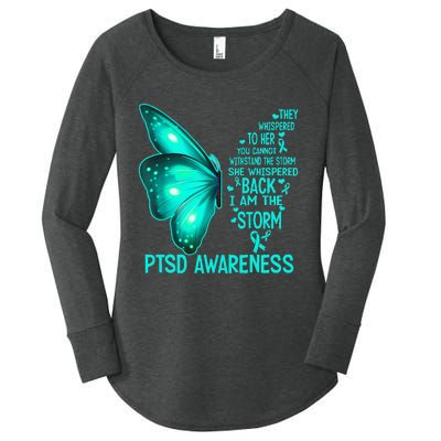 I Am The Storm PTSD Awareness Butterfly Women's Perfect Tri Tunic Long Sleeve Shirt