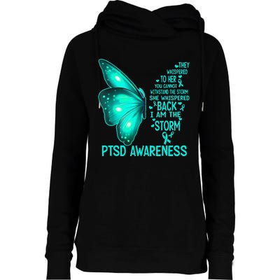 I Am The Storm PTSD Awareness Butterfly Womens Funnel Neck Pullover Hood