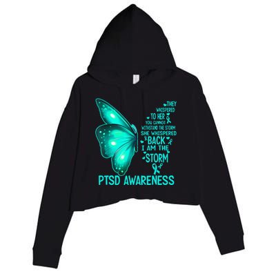 I Am The Storm PTSD Awareness Butterfly Crop Fleece Hoodie