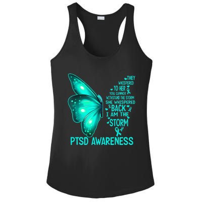 I Am The Storm PTSD Awareness Butterfly Ladies PosiCharge Competitor Racerback Tank