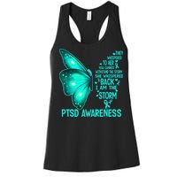 I Am The Storm PTSD Awareness Butterfly Women's Racerback Tank