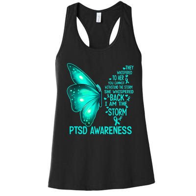 I Am The Storm PTSD Awareness Butterfly Women's Racerback Tank