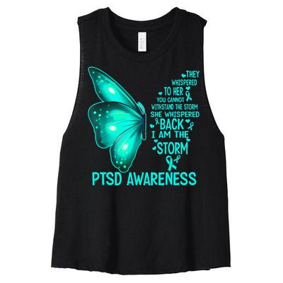 I Am The Storm PTSD Awareness Butterfly Women's Racerback Cropped Tank