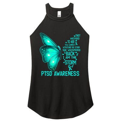 I Am The Storm PTSD Awareness Butterfly Women's Perfect Tri Rocker Tank