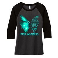 I Am The Storm PTSD Awareness Butterfly Women's Tri-Blend 3/4-Sleeve Raglan Shirt