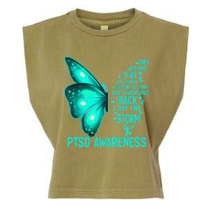 I Am The Storm PTSD Awareness Butterfly Garment-Dyed Women's Muscle Tee