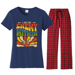 I Am The Enemy Within America Funny I Am The Enemy Within Women's Flannel Pajama Set