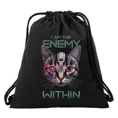I Am The Enemy Within Drawstring Bag