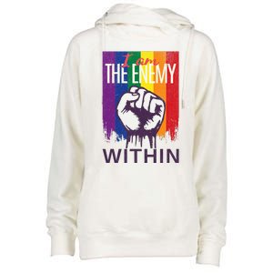 I Am The Enemy Within Lgbt Pride Gay Kamala Harris Merch Womens Funnel Neck Pullover Hood