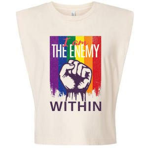 I Am The Enemy Within Lgbt Pride Gay Kamala Harris Merch Garment-Dyed Women's Muscle Tee