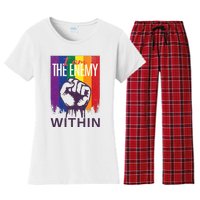 I Am The Enemy Within Lgbt Pride Gay Kamala Harris Merch Women's Flannel Pajama Set