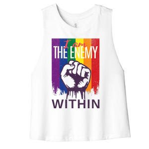 I Am The Enemy Within Lgbt Pride Gay Kamala Harris Merch Women's Racerback Cropped Tank