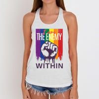 I Am The Enemy Within Lgbt Pride Gay Kamala Harris Merch Women's Knotted Racerback Tank