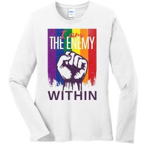 I Am The Enemy Within Lgbt Pride Gay Kamala Harris Merch Ladies Long Sleeve Shirt