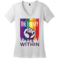 I Am The Enemy Within Lgbt Pride Gay Kamala Harris Merch Women's V-Neck T-Shirt