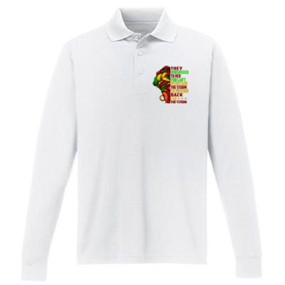 I Am The Storm Juneteenth Black History Month Performance Long Sleeve Polo