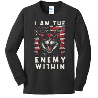 I Am The Enemy Within Kamala Harris 2024 Angry Cat Kids Long Sleeve Shirt