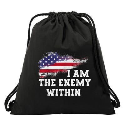 I Am The Enemy Within Drawstring Bag