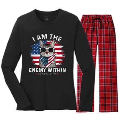 I Am The Enemy Within Kamala Harris 2024 Merch Women's Long Sleeve Flannel Pajama Set 