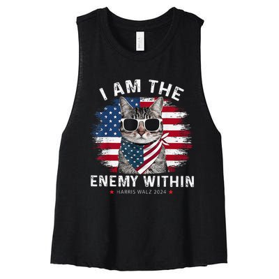 I Am The Enemy Within Kamala Harris 2024 Merch Women's Racerback Cropped Tank