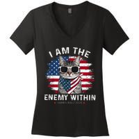 I Am The Enemy Within Kamala Harris 2024 Merch Women's V-Neck T-Shirt