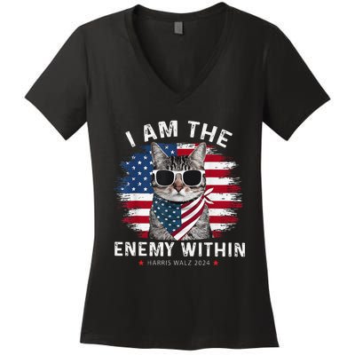 I Am The Enemy Within Kamala Harris 2024 Merch Women's V-Neck T-Shirt