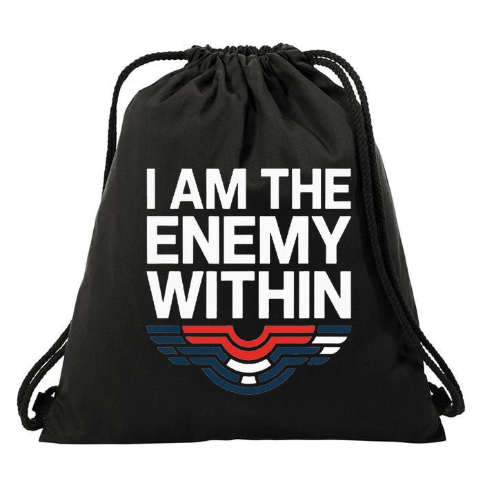 I Am The Enemy Within Drawstring Bag