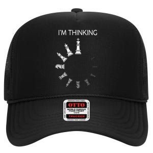 I Am Thinking Chess Pieces Im Thinking Chess Player Lover High Crown Mesh Back Trucker Hat