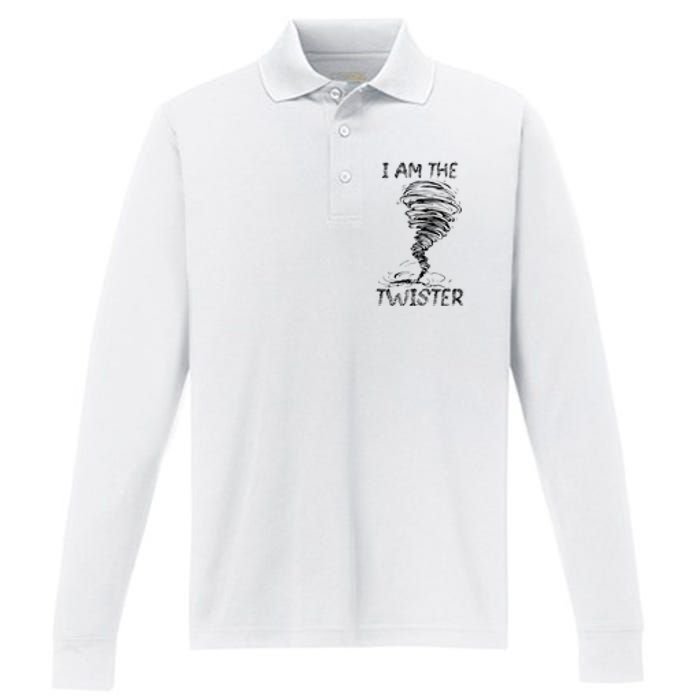 I Am The Twister Scary Storm Tornado Weather Costume Performance Long Sleeve Polo