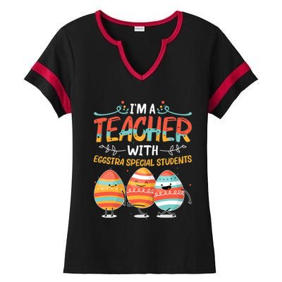 Im A Teacher With Eggstra Special Students Egg Happy Easter Great Gift Ladies Halftime Notch Neck Tee