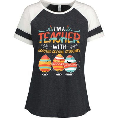 Im A Teacher With Eggstra Special Students Egg Happy Easter Great Gift Enza Ladies Jersey Colorblock Tee