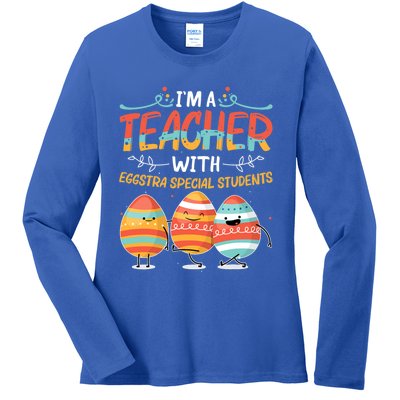 Im A Teacher With Eggstra Special Students Egg Happy Easter Great Gift Ladies Long Sleeve Shirt