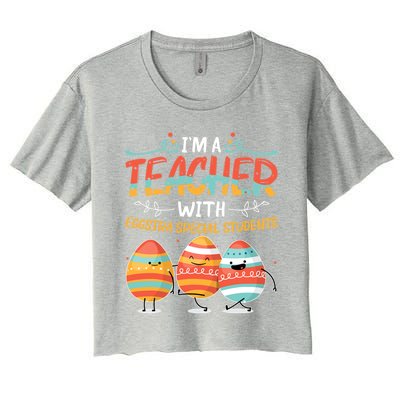 Im A Teacher With Eggstra Special Students Egg Happy Easter Great Gift Women's Crop Top Tee