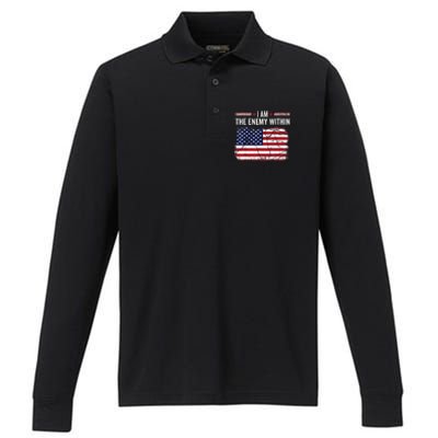 I Am The Enemy Within Funny Presidential Election 2024 Performance Long Sleeve Polo