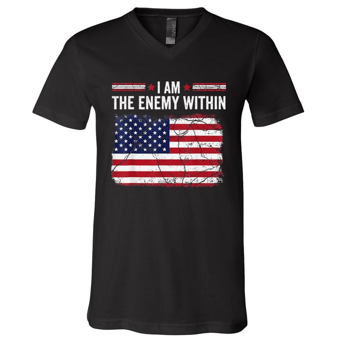 I Am The Enemy Within Funny Presidential Election 2024 V-Neck T-Shirt