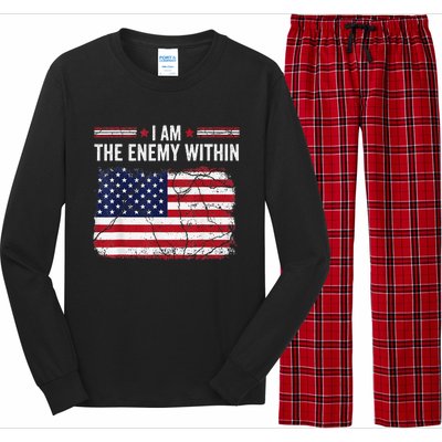 I Am The Enemy Within Funny Presidential Election 2024 Long Sleeve Pajama Set