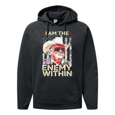 I Am The Enemy Within Funny Trump Cowboy Election Vote 2024 Performance Fleece Hoodie