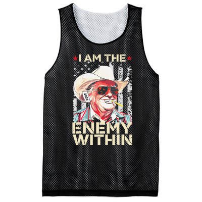 I Am The Enemy Within Funny Trump Cowboy Election Vote 2024 Mesh Reversible Basketball Jersey Tank