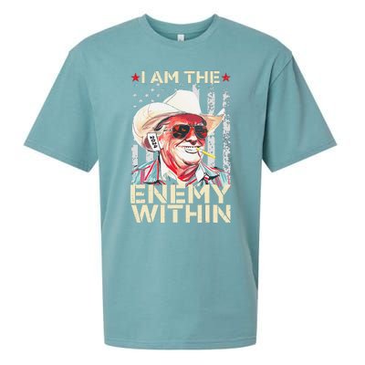 I Am The Enemy Within Funny Trump Cowboy Election Vote 2024 Sueded Cloud Jersey T-Shirt