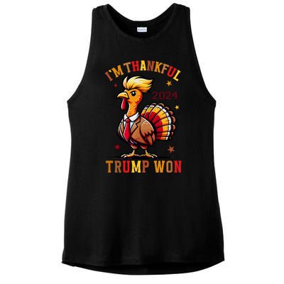 I Am Thankful That Trump Won Usa Thanksgiving Turkey Thanks Ladies PosiCharge Tri-Blend Wicking Tank