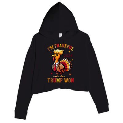 I Am Thankful That Trump Won Usa Thanksgiving Turkey Thanks Crop Fleece Hoodie