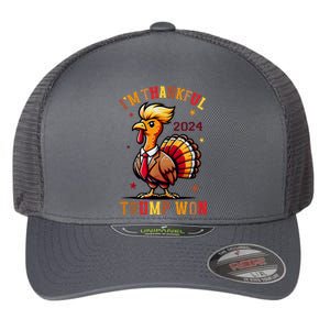 I Am Thankful That Trump Won Usa Thanksgiving Turkey Thanks Flexfit Unipanel Trucker Cap