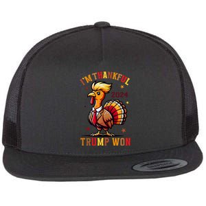 I Am Thankful That Trump Won Usa Thanksgiving Turkey Thanks Flat Bill Trucker Hat