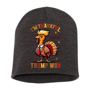 I Am Thankful That Trump Won Usa Thanksgiving Turkey Thanks Short Acrylic Beanie