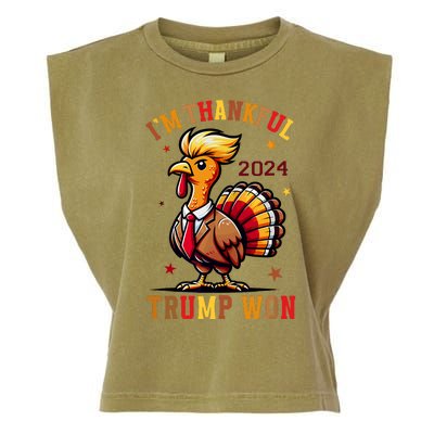 I Am Thankful That Trump Won Usa Thanksgiving Turkey Thanks Garment-Dyed Women's Muscle Tee