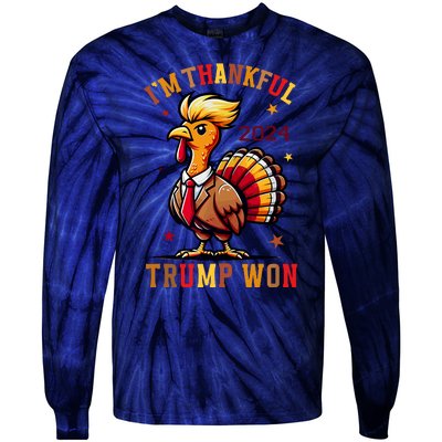 I Am Thankful That Trump Won Usa Thanksgiving Turkey Thanks Tie-Dye Long Sleeve Shirt