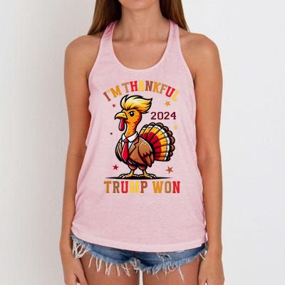 I Am Thankful That Trump Won Usa Thanksgiving Turkey Thanks Women's Knotted Racerback Tank